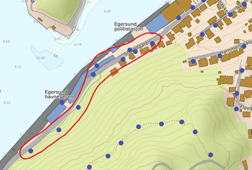 Kart over Strandgata
