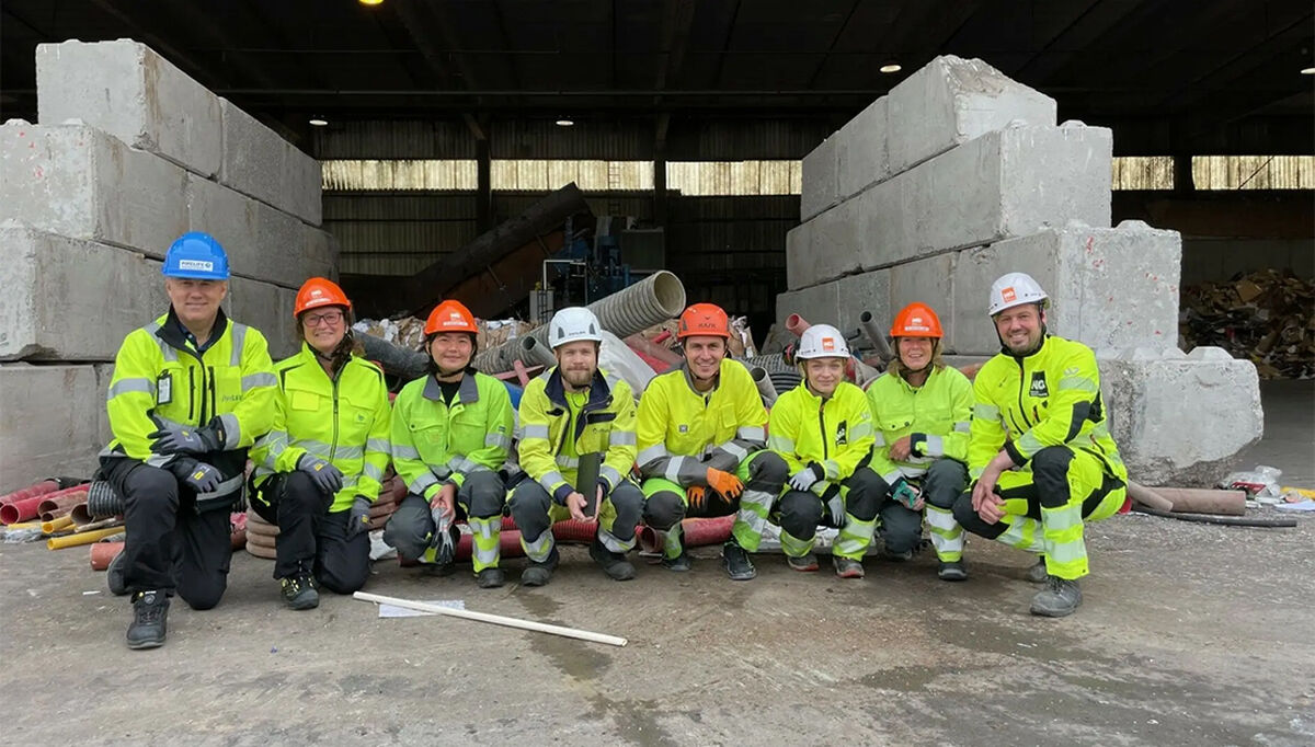 Fra venstre: Stian Thorsen, Pipelife, Elisabeth Hovda, Hallingplast, Amaraa Ider, Mepex, Jonathan Wegger, Mepex, Eirik Hvamstad, Forsk Gjenvinning, Fride Müller, Norsk Gjenvinning, Kathrine Kirkevaag, Mepex og Magnus Zachrisson, Norsk Gjenvinning. Foto: NPG Norge