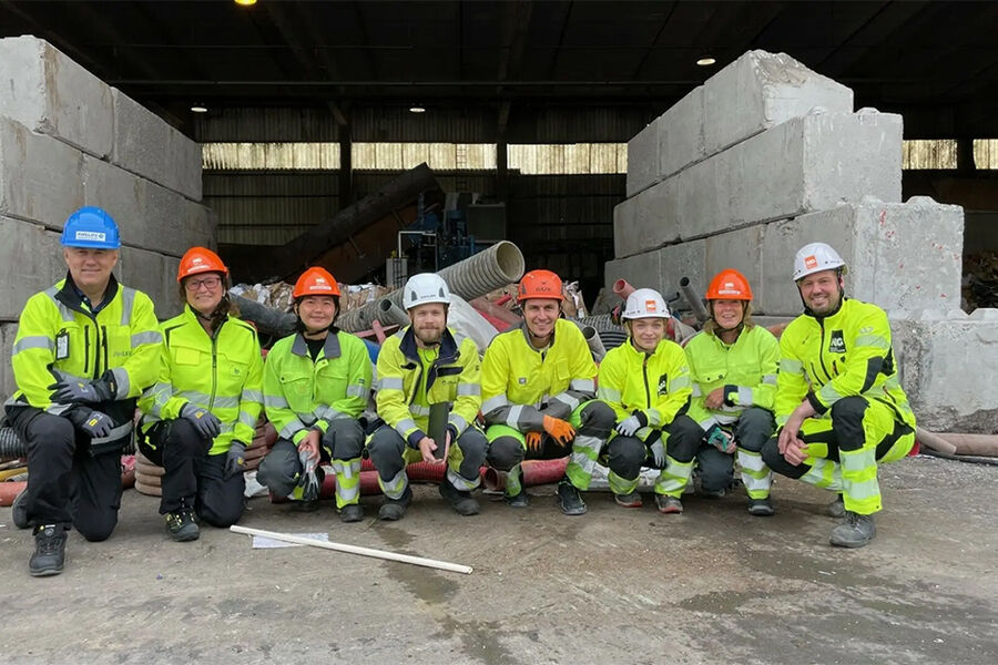 Fra venstre: Stian Thorsen, Pipelife, Elisabeth Hovda, Hallingplast, Amaraa Ider, Mepex, Jonathan Wegger, Mepex, Eirik Hvamstad, Forsk Gjenvinning, Fride Müller, Norsk Gjenvinning, Kathrine Kirkevaag, Mepex og Magnus Zachrisson, Norsk Gjenvinning. Foto: NPG Norge