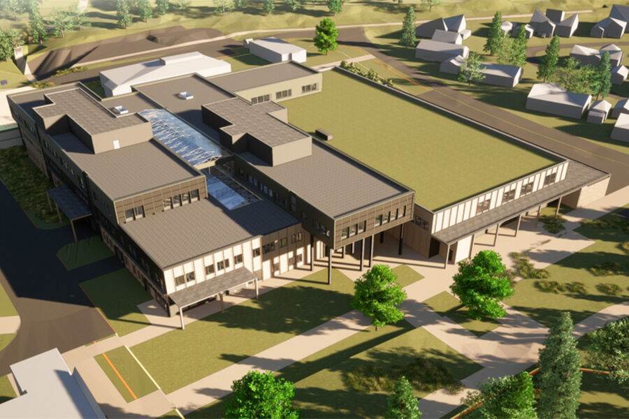 Nye Mosjøen videregående skole. Illustrasjon: Asplan Viak