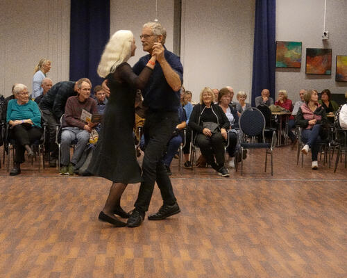 Kirsten Friis og Leon Årdal pardans runddans. Foto: Nils Helgheim