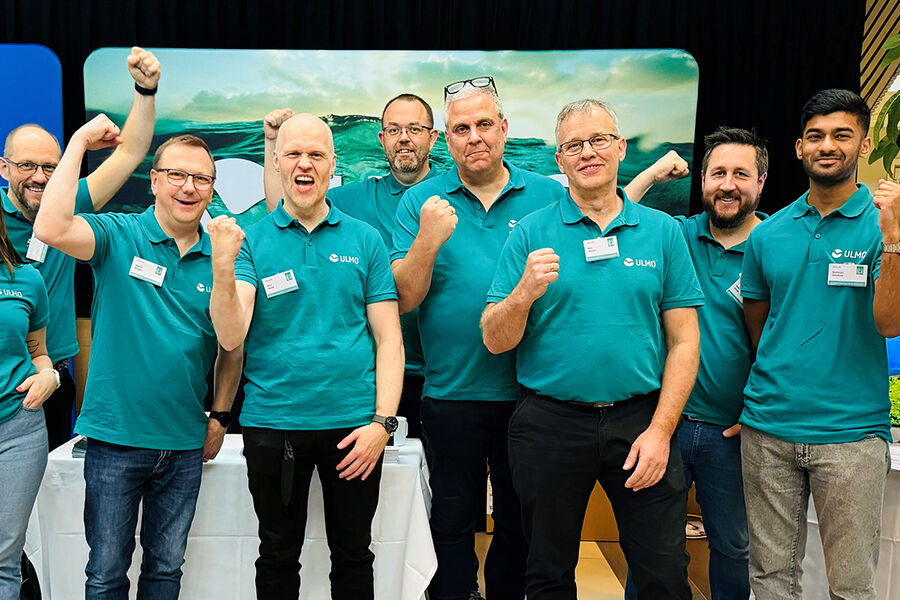 Topp stemning under lanseringen av Ulmo på VA-dagene Midt Norge, på Stjørdal. Ørjan Vårdal nummer tre fra venstre, blir administrerende direktør i Ulmo AS.