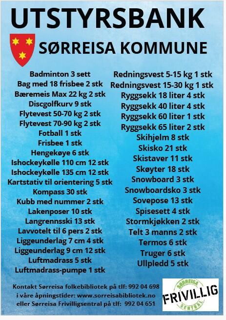 Liste over utstyr i utstyrsbank