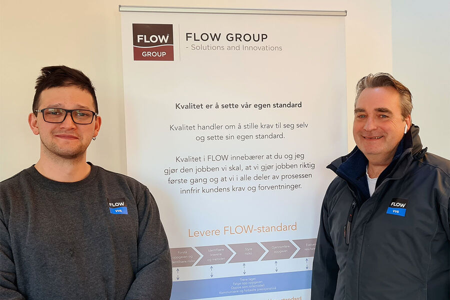 Gjennom årene har FLOW Meisingset VVS hjulpet en rekke næringseiendommer i Oslo med å forbedre sin energiøkonomi, blant annet gjennom rehabiliteringen av varme/kjøleanlegg i flere store skole og kontorbygg, hvor de har benyttet spesialtilpassede kjemiske rensemetoder. På bildet ser vi oppdragsleder Emmanuel Tandrevold og Serviceleder Geir Tunaal.