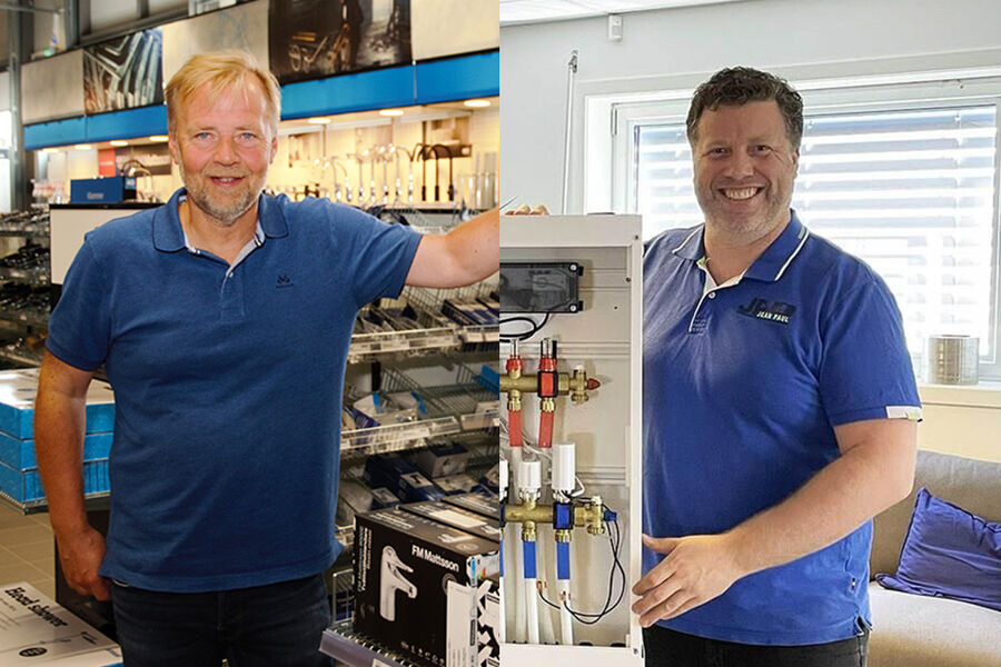 Per Arne Heggen, markedssjef VVS, Ahlsell Norge AS og Thorn Fredrik Hemsen, adm. direktør Armaturjonsson AS.