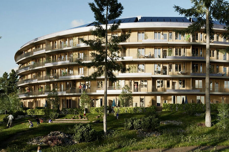 Boligprosjektet Oen med 133 leiligheter på Ammerud i Oslo. Illustrasjon: OBOS