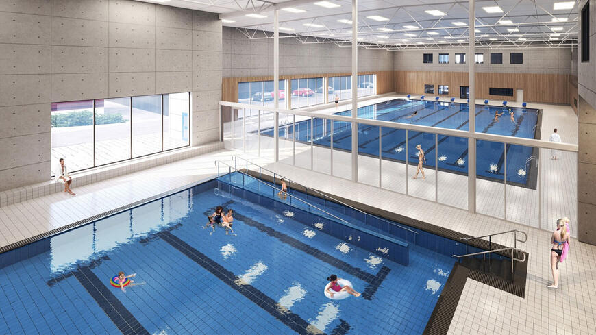 Tegning av svømmehallen i Fjord Line Hallen