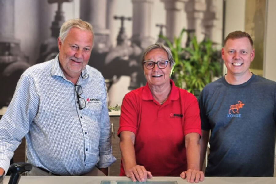 Georg Gran, direktør ingeniør, Bergljot Woll, siviløkonom og Kim Gran, daglig leder i Gran VVS. Foto: Gran VVS