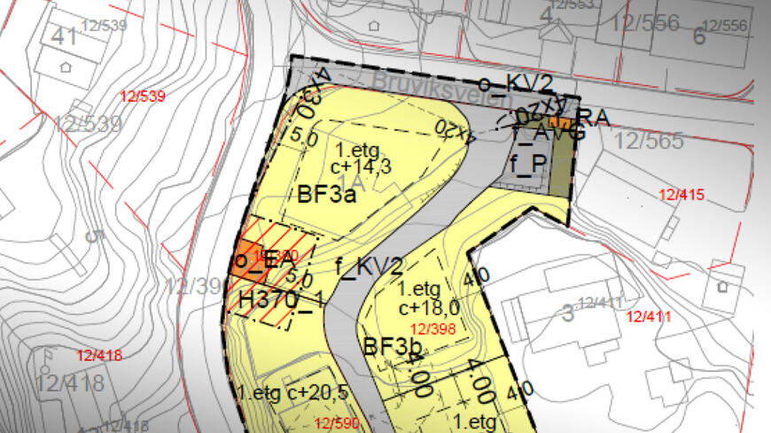 Kart over tomt i Bruvik