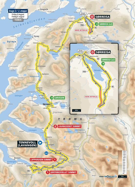 KART RUTE ARN LAVANGEN-SØRREISA