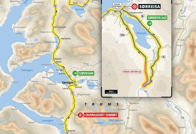 KART RUTE ARN LAVANGEN-SØRREISA