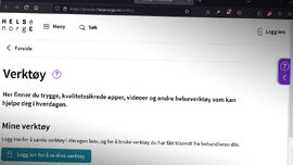 Bilde av en nettside som sier selvhjelpsverktøy
