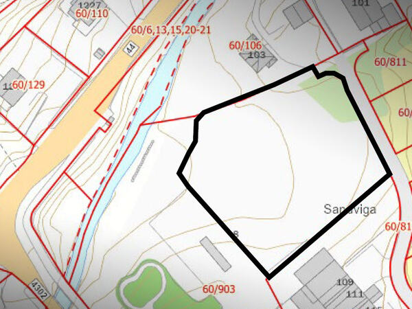 Kart over reguleringsområdet på Hellvik