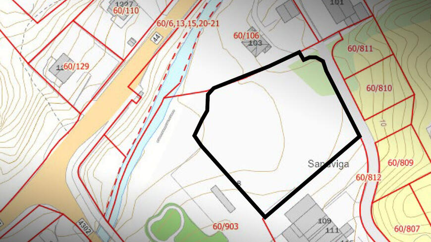 Kart over reguleringsområdet på Hellvik
