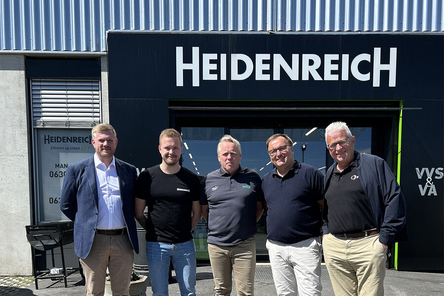 På bildet ser vi fra venstre: Lars Espelid, BWT Birger Christensen AS, Erik Aleksander Aas, Heidenreich AS, Ingar Pedersen, WILO Nordic, Rune Norstrøm og Ove Hjelleset, MI Hydronic Engineering AS.