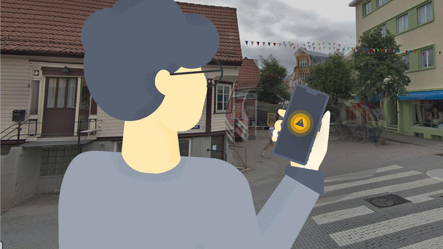 Nødvarsel på en mobiltelefon i Egersund sentrum