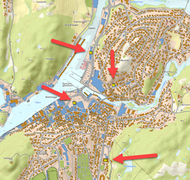 Bilde med oversikt over offentlige tilfluktsrom i Eigersund kommune
