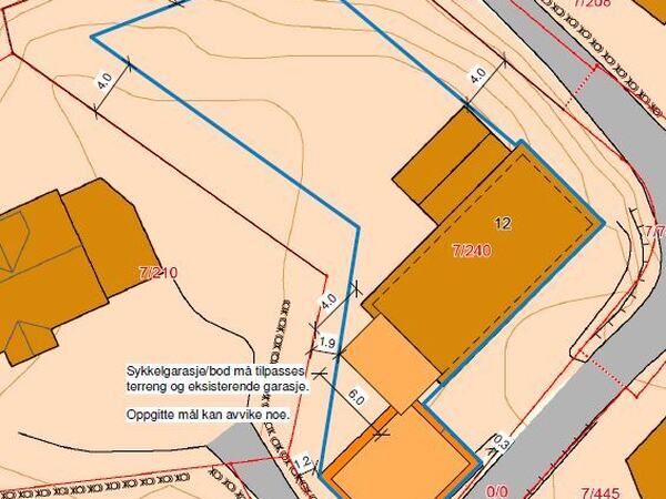 Utsnitt av innsendt situasjonsplan for foreslått byggegrense. Utsnitt av innsendt situasjonsplan for foreslått byggegrense.