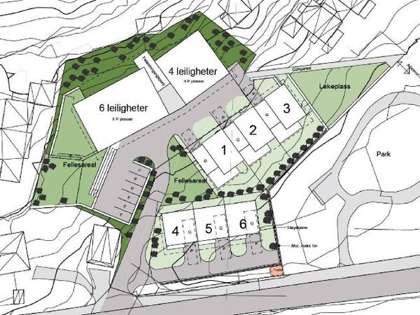 Situasjonsplan av mulig utbygging av området hentet fra planbeskrivelsen figur 25. Situasjonsplan av mulig utbygging av området hentet fra planbeskrivelsen figur 25.