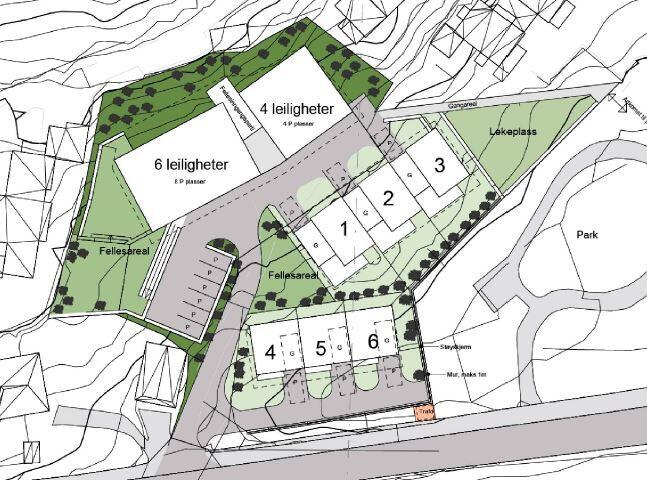 Situasjonsplan av mulig utbygging av området hentet fra planbeskrivelsen figur 25.