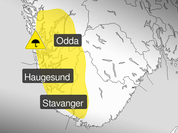 Værkart med et gult felt i innlandet