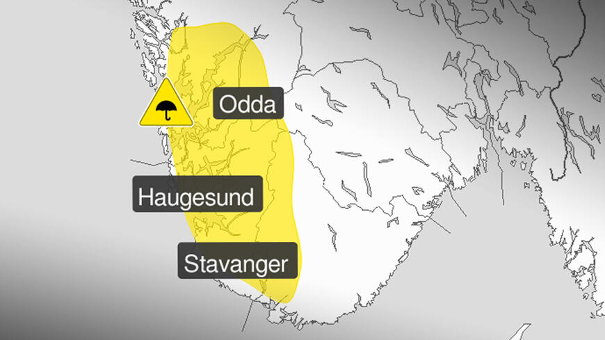 Værkart med et gult felt i innlandet