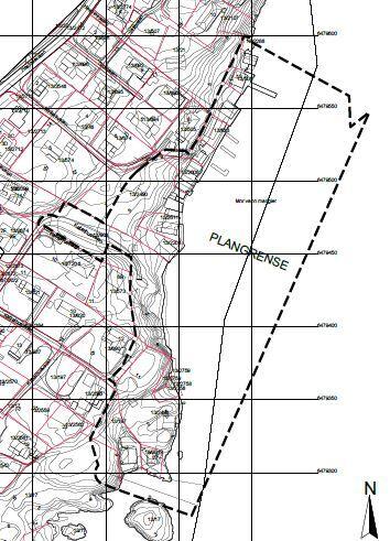 Utsnitt fra plangrense vedlagt oppstartsvarselet.