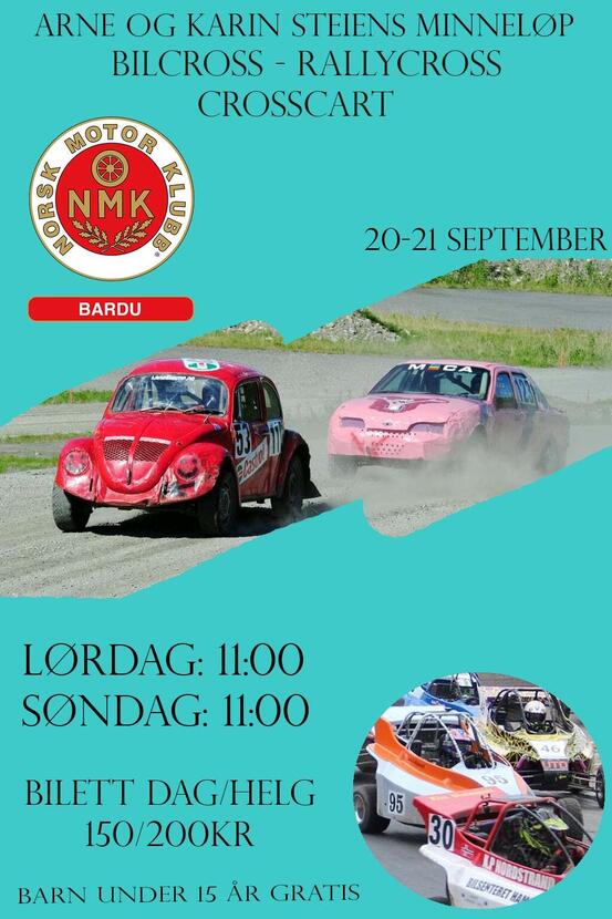 Plakat for rallycross, bilcross og crosscart.