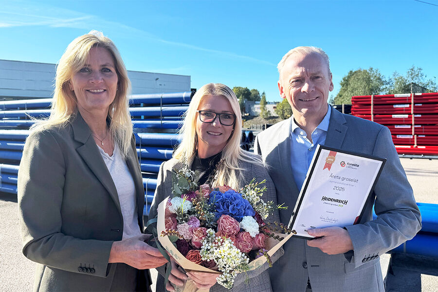 På bildet fra venstre ser vi, Line Ekroll Dyb, adm. direktør i Konekta, Julie Kværner, KAM – kjede og storkunde og Roger Lunde, adm. direktør i Heidenreich.