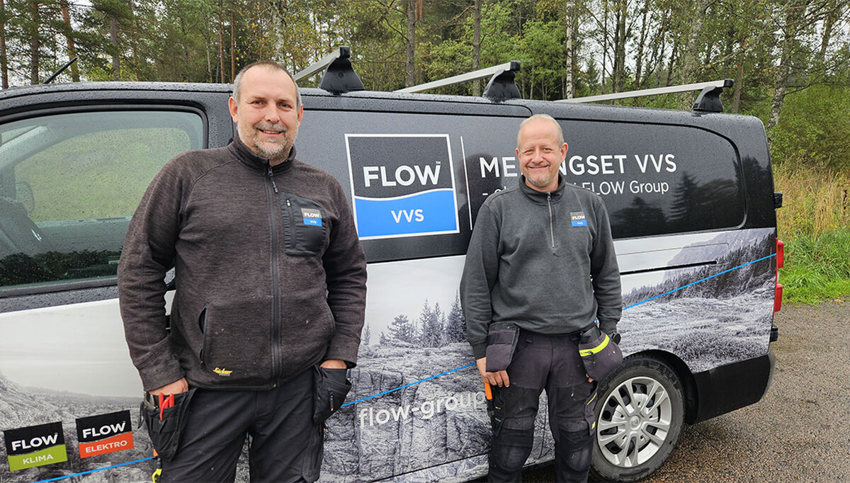På bildet ser vi fra venstre, Piotr Baran, servicetekniker, og Kenneth Sjetnan, servicetekniker i FLOW Meisingset VVS.