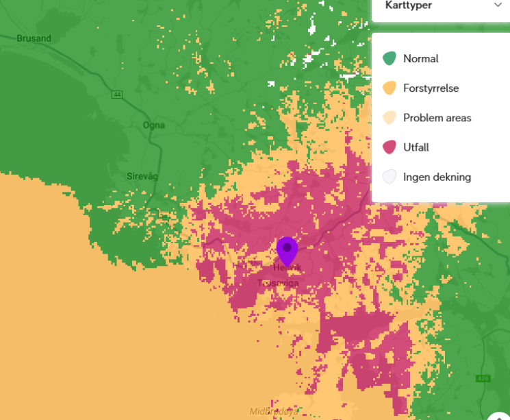 Dekningskart utfall Telia