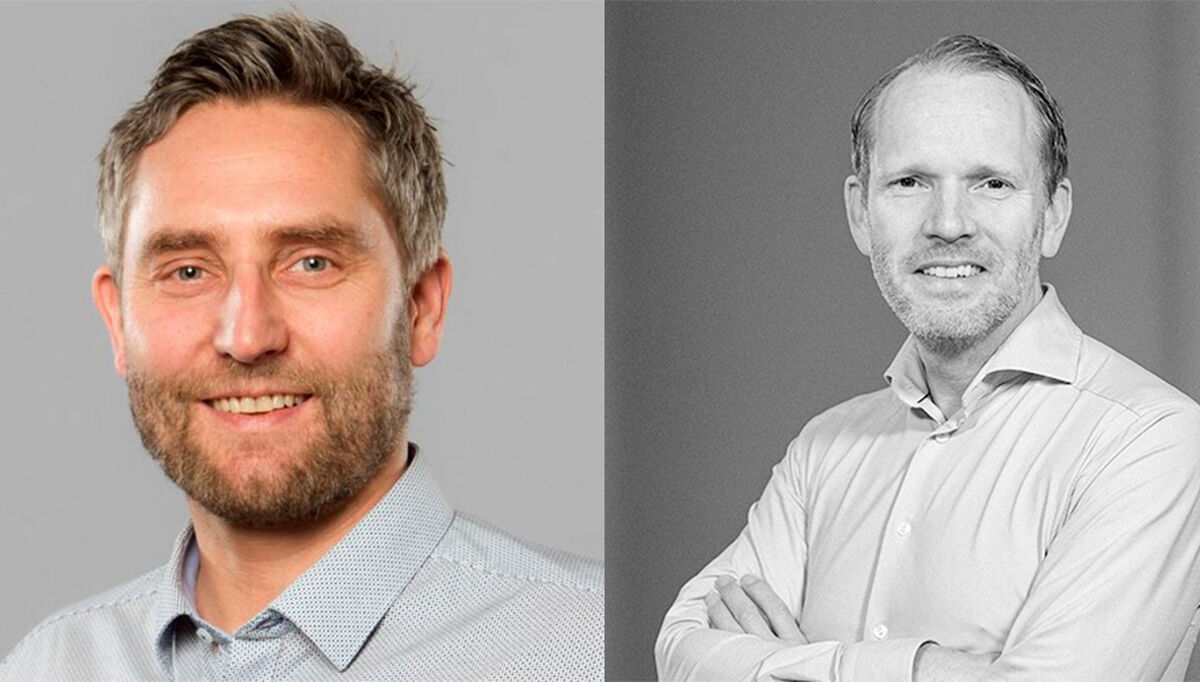 På bildet ser vi fra venstre, Roger Aksnes, landssjef Norge i Instalco, og Martin Lundberg, oppkjøpssjef i Currentum.