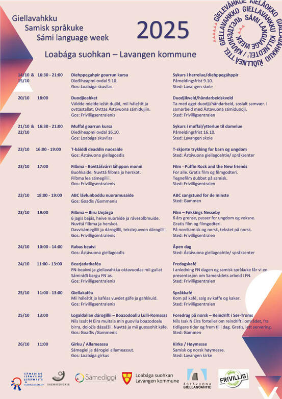 Program for samisk språkuke i Lavangen 2025