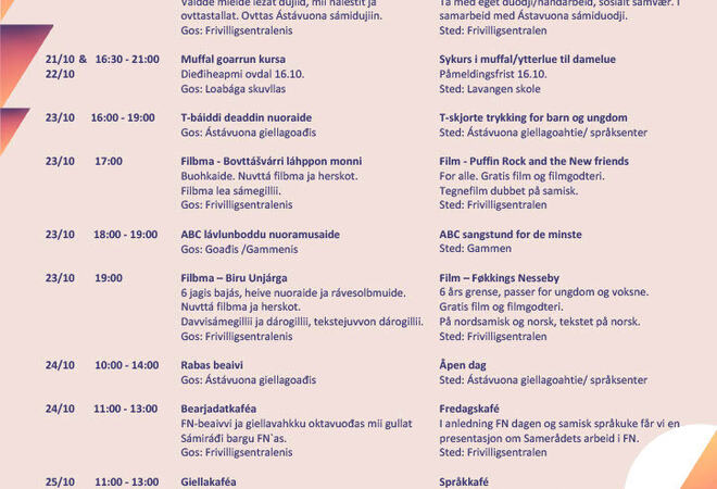Program for samisk språkuke i Lavangen 2025
