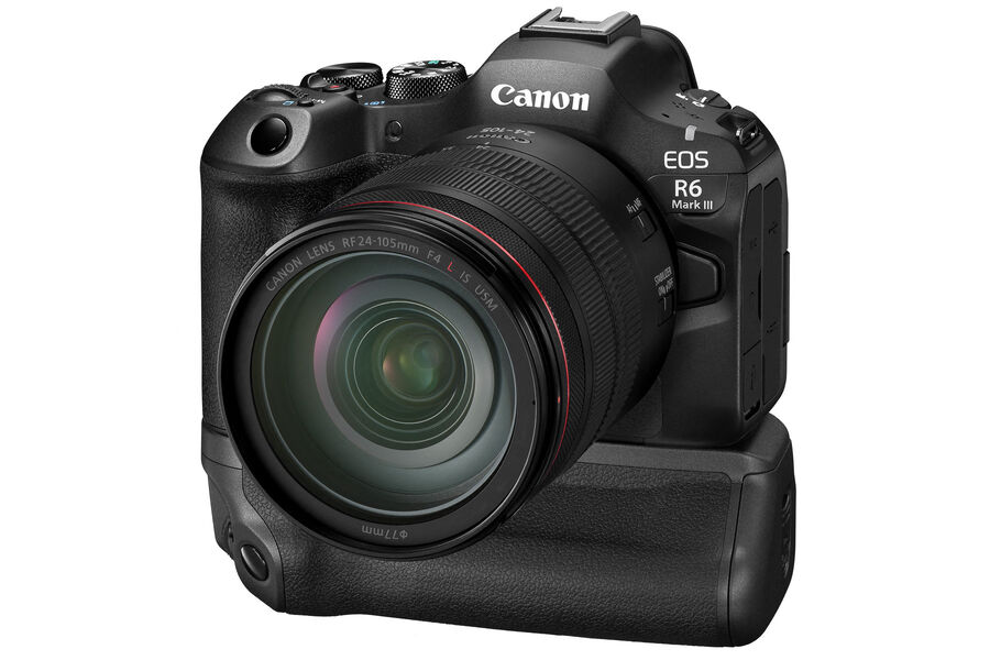 29_EOS R6 MkIII_FrontSlant_BG-R20__ __Canon EOS R6 Mk III