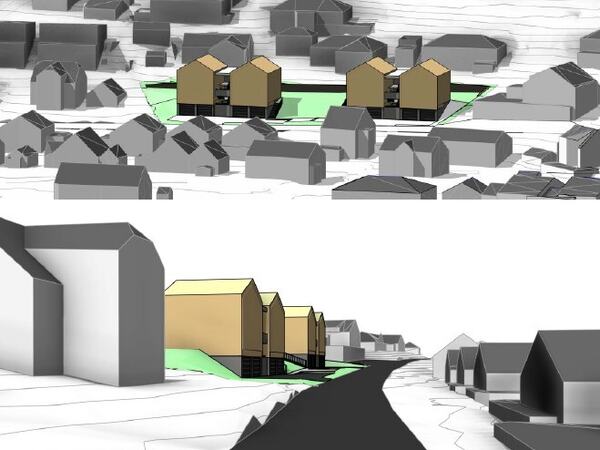3D-illustrasjoner av planlagt bebyggelse.