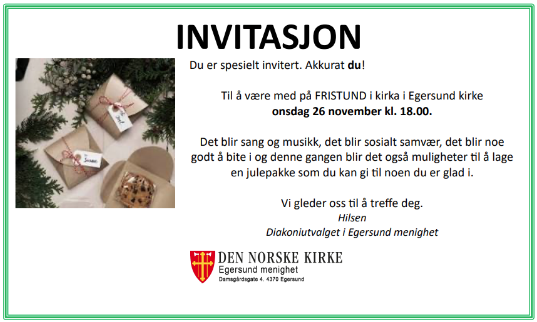 Invitasjon til fristund i kirka