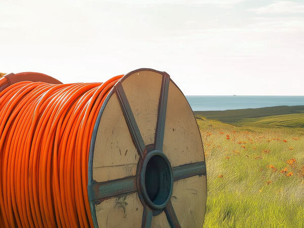 Fiberkabel som ligger ute i naturen