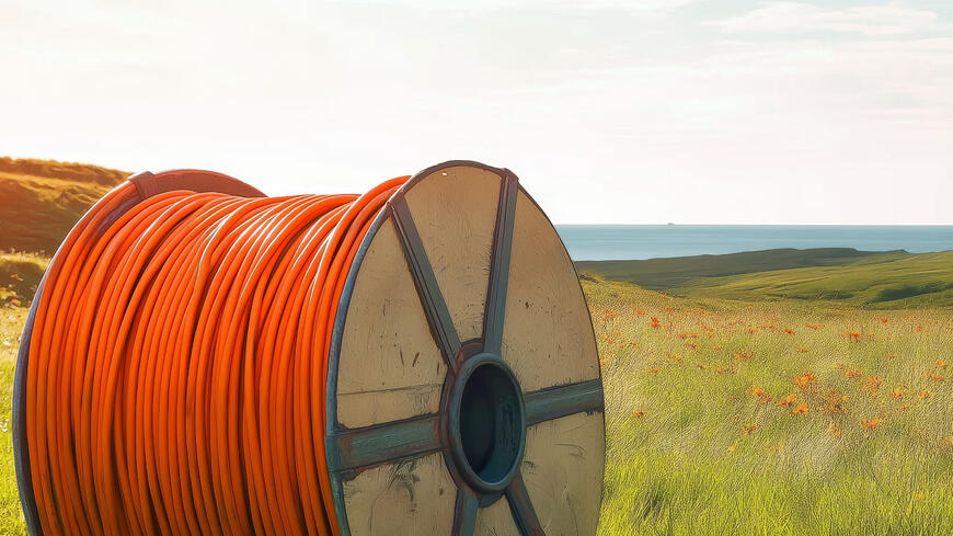 Fiberkabel som ligger ute i naturen