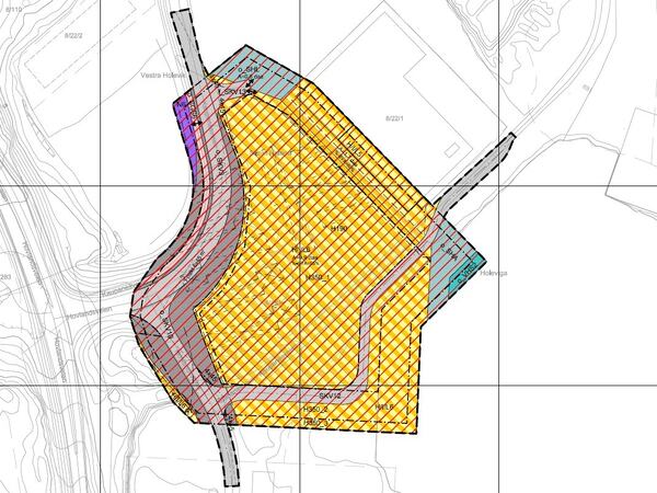 Utsnitt av plankartet. Hydrogenanlegget vil plasseres innenfor H/I/L6. Plankart med tegnforklaring ligger nederst på siden.