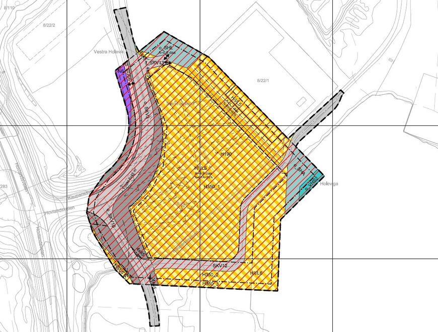 Utsnitt av plankartet. Hydrogenanlegget vil plasseres innenfor H/I/L6. Plankart med tegnforklaring ligger nederst på siden.