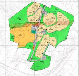 Utsnitt fra plankartet av planområdet og planlagt fritidsbebyggelse.