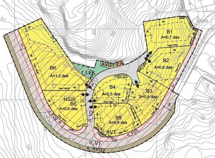 Utsnitt av plankartet for omsøkt endring.