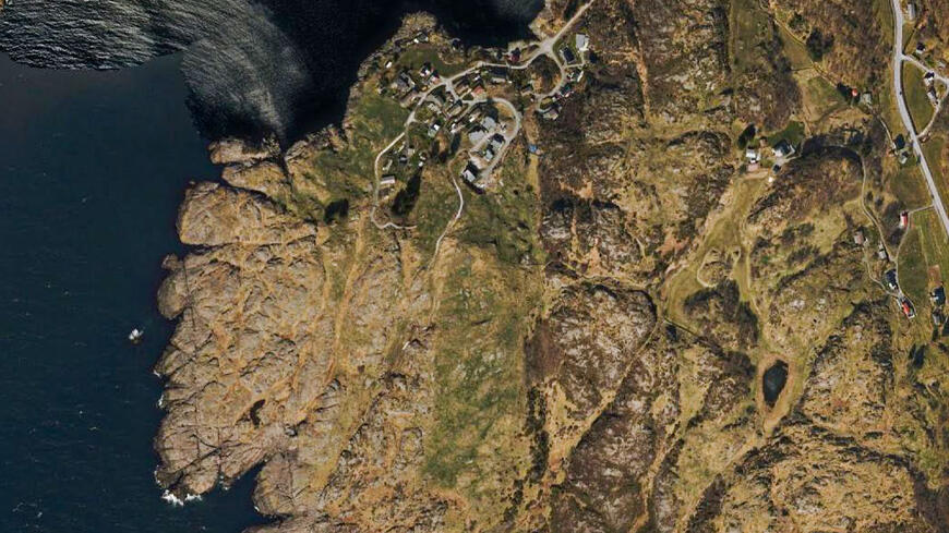 Satelittbilde over området på Dyrnes