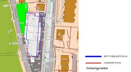 Illustrert ønsket endring i blått.