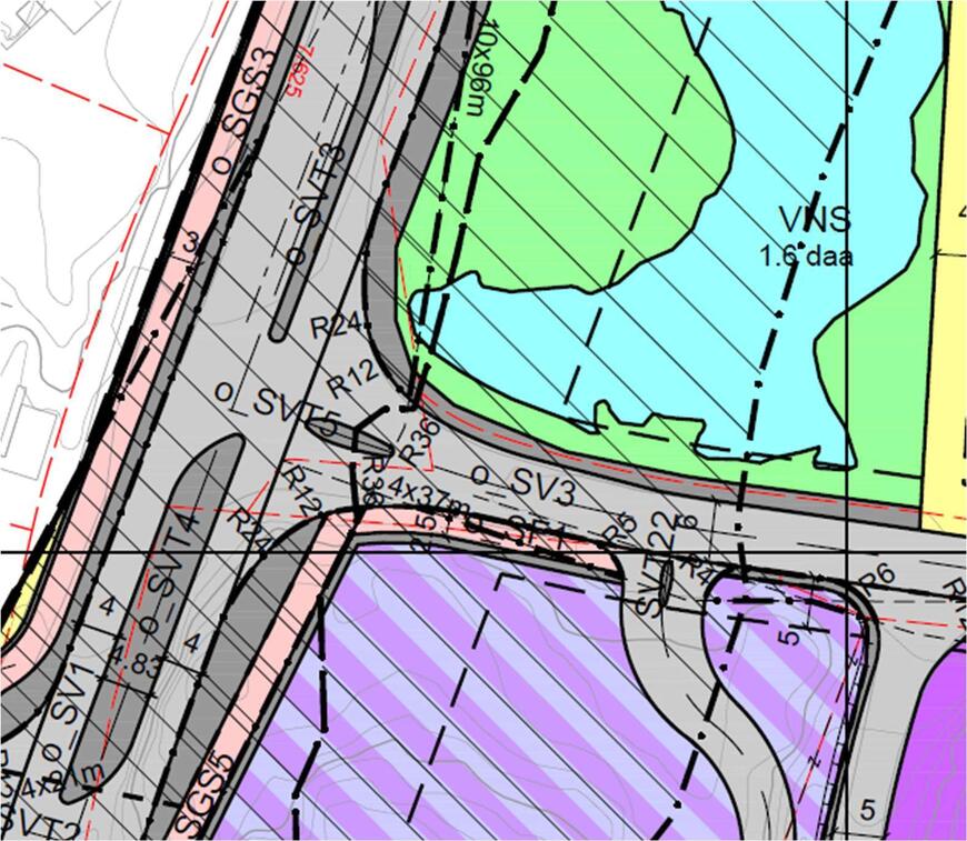 Revidert plankart etter endring. Bildet er hentet fra endringsbeskrivelsen figur 2.