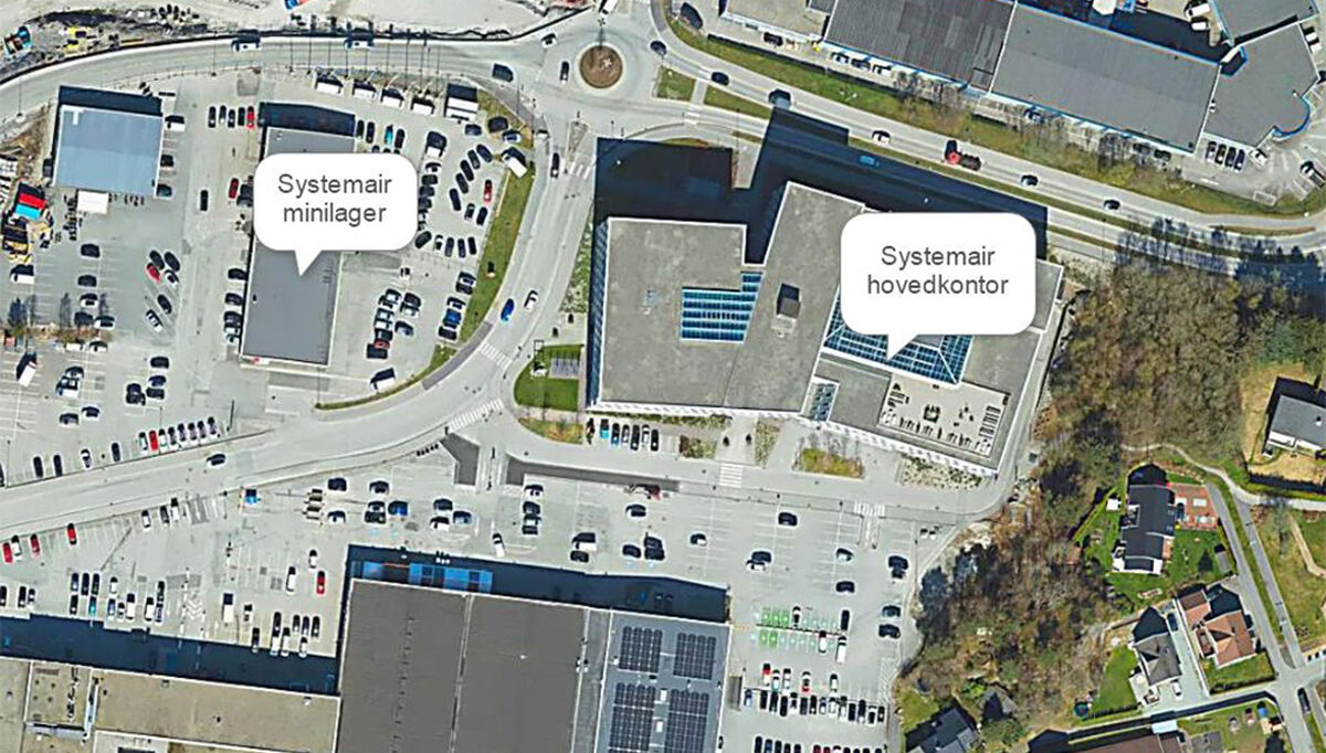 Oversiktsbilde over plasseringen av det nye minilageret til Systemair Norge i Stavanger.