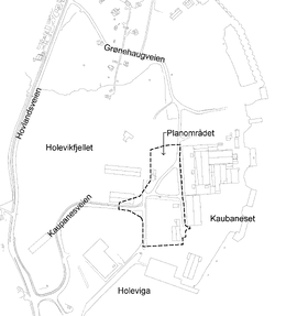 Bildet viser planområdet for plassering av siloene på Kaubaneset