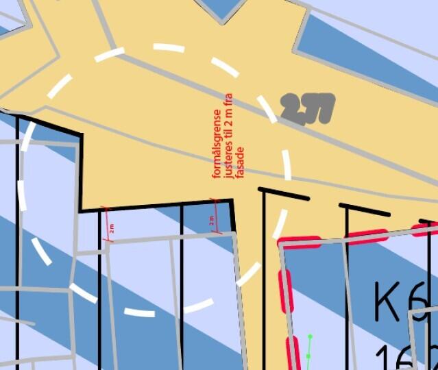 Bildet viser hvordan kombinert formål forretning/kontor trekkes inn og gir større areal til gågate/torg/plass