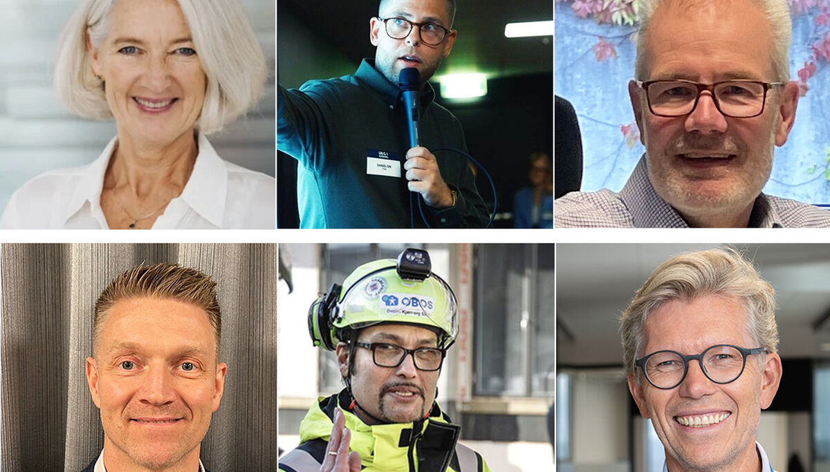 Disse deltar i den første seksjonen om kostnadsutviklingen i bygge- og rørbransjen. Øverst fra venstre, Marianne W. Røiseland, RørNorge, Daniel Eik, Eiwa, Bjørn Moen,VVP, nede fra venstre, Tor-Erik Sivertsen, BD, Daniel Kjørberg Siraj, DKS Consulting, Tore Bakke, Bravida.